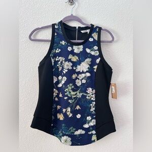 New Rachel Roy All Things With Love Deep Navy Combo Sleeveless Blouse Size S